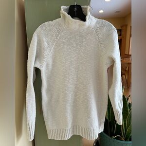 L.L. Bean Classic Women’s Mock Roll Neck 100% Cotton Cream Sweater Size Small